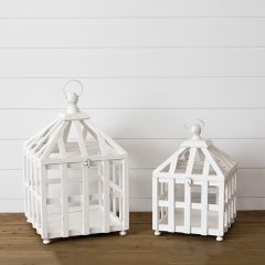 Cottage Farmhouse Greenhouse Lantern Set of 2