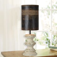 Cottage Farmhouse Table Lamp With Punched Shade