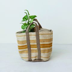 Cotton and Jute Striped Tote Bag