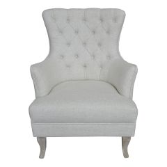 Cotton Boll Tufted Wing Back Chair