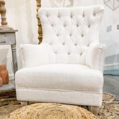 Cotton Boll Tufted Wing Back Chair