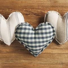 Cotton Heart Shaped Gingham Pillow