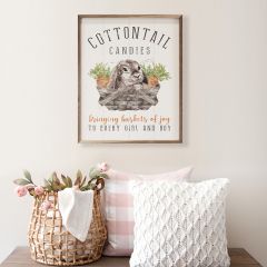 Cottontail Candies Bunny Basket White Framed Sign