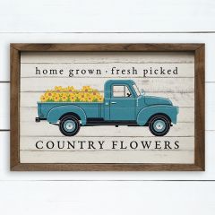 Country Flowers Framed Sign