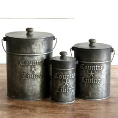 Country Living Embossed Metal Canister Set of 3