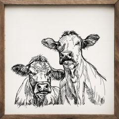 Cow Sketch White Framed Wall Art