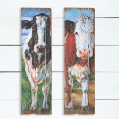 Cow Slat Vertical Wood Wall Art Set of 2