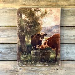 Cows In The Pasture Gallery Wrapped Aged Canvas Print