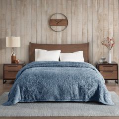 Cozy Berber Bed Blanket Blue