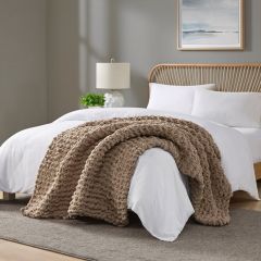 Cozy Chenille Chunky Knit Throw Brown