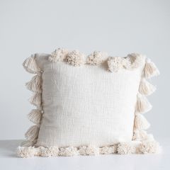Cozy Cotton Tasseled Slub Pillow