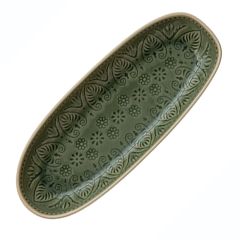 Crackle Glaze Green Leaf Serving Platter