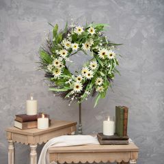 Cream Zinnia Floral Wreath