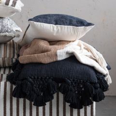 Crochet And Tasseled Lumbar Slub Pillow