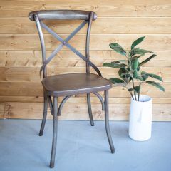 Cross Back Rustic Iron Dining Chair