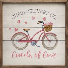 Cupid Delivery Co Bike Hearts Whitewash Wall Sign