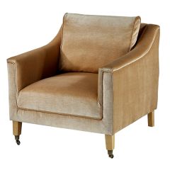 Cushioned Camel Arm Chair With Casters