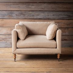Cushioned Linen Upholstered Arm Chair