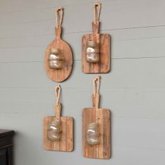 Cutting Board Sconce With Jar Vase Set of 4