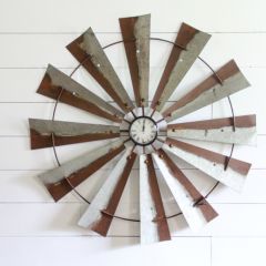 Oversized Brown and Gray Windmill Wall Clock
