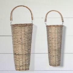 Greywash Willow Basket Wall Pocket Set of 2