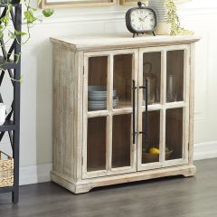 Farmhouse Wood With Glass Cabinet