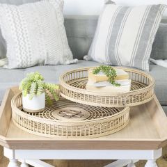 Decorative Round Rattan Trays Set of 2