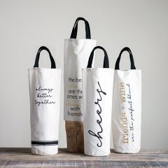 Fabric Wine Bag With Sayings Set of 4