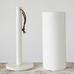 Free-Standing White Marble Paper Towel Holder