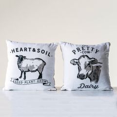 Modern Farm Animal Cotton Pillow Set of 2