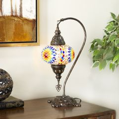 Ornate Multicolor Shade Gooseneck Lamp