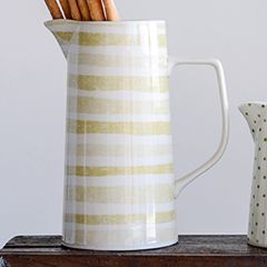 Stripes And Dots Stoneware Pitcher Striped