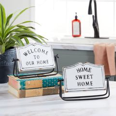 Vintage Inspired Tabletop Welcome Home Sign Set of 2