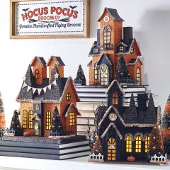 Lighted Tabletop Haunted House Set of 3