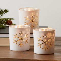 Winter Snowflake Tea Light Candle Holder Set of 3