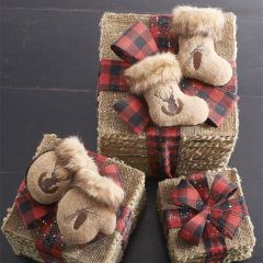 Mitten and Stocking Ornaments with Fur Trim Set of 2