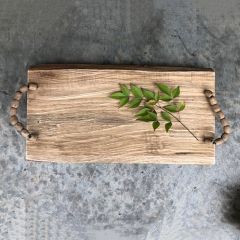 Wood Tray With Bead Handles 15 Inch