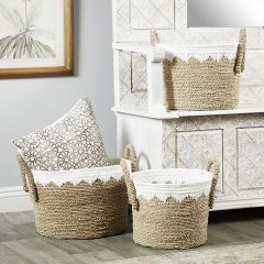 Handled Seagrass Nesting Basket Collection Set of 3