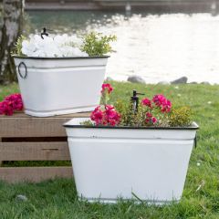 Metal Planters With Faucet Accents Set of 2