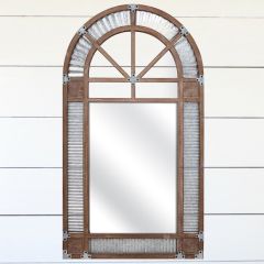Fir Wood and Metal Arch Mirror