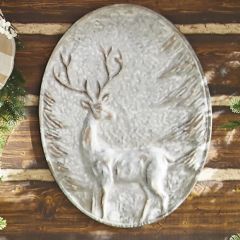 Oval Winter Deer Wall Plaque