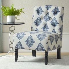 Damask Print Armless Accent Chair
