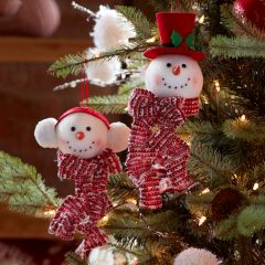 Snowman Couple Ornaments Set of 2