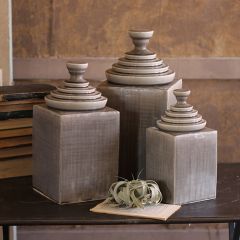 Pyramid Top Ceramic Canister Set of 3