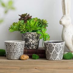 Ceramic Patterned Planters Set of 3