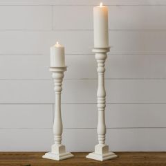 Antiqued Farmhouse Pillar Candle Holders Set of 2