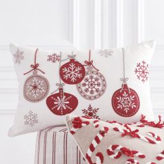 Ornaments And Snowflakes Holiday Throw Pillow