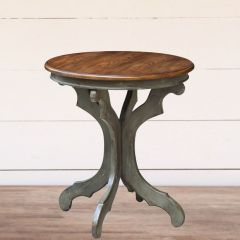 Round Oak Accent Table