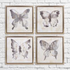 Framed Butterfly Oil Painting Set of 4