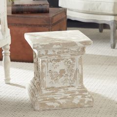 Distressed Column Pedestal End Table